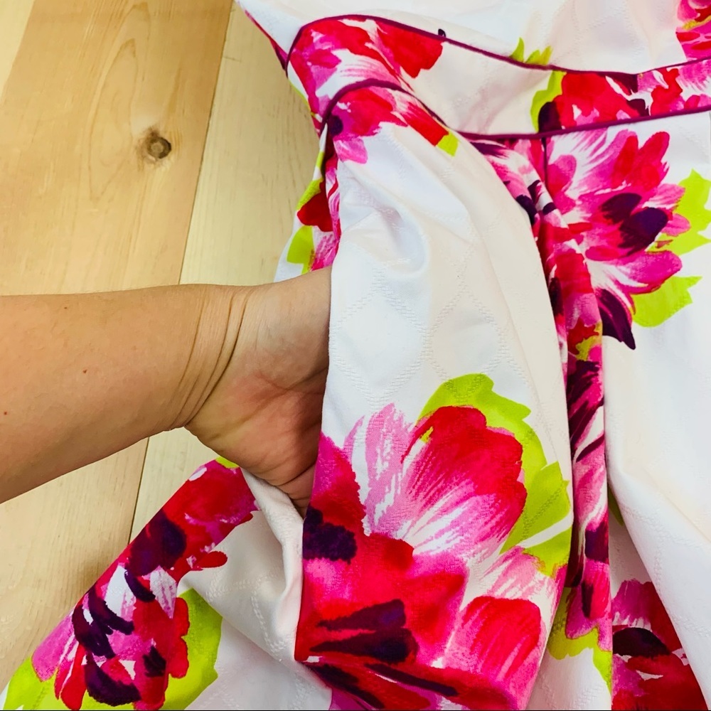 Trina Turk white floral fit & flare V neck dress 4 - Picture 11 of 13